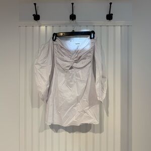 Superdown White Fitted Tie Front Blouse